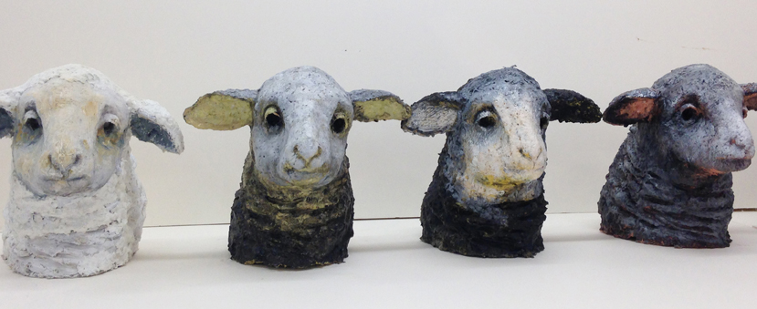 When you wake, you will have cake - series of 350-50 lamb heads, each head is 12"x12"x12" - paper cast from letters of prisoners